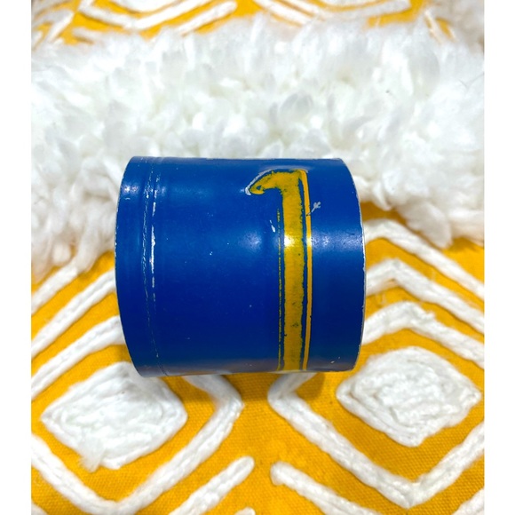 Edgy Golden Rod & Electric Blue License Plate Cuff - Picture 1 of 4
